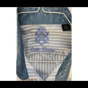 English Laundry Men’s Dress shirt, white, light blue stripes, size 16, 32/33